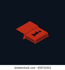 Info icon. Book illustration.