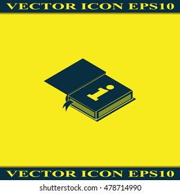 Info icon. Book illustration.