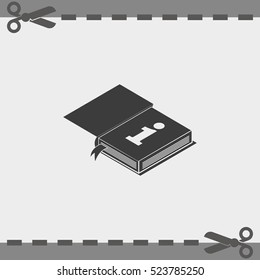 Info icon. Book illustration.