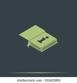 Info icon. Book illustration.