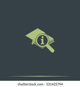 Info icon. Book illustration.