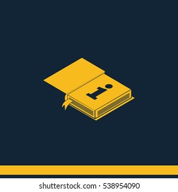 Info icon. Book illustration.