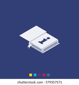 Info icon. Book illustration.