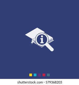 Info icon. Book illustration.