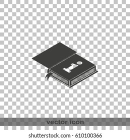 Info icon. Book illustration.