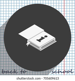 Info icon. Book illustration.