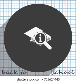 Info icon. Book illustration.