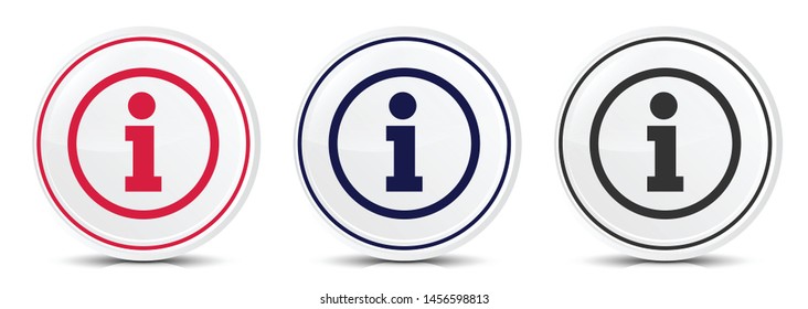 Info icon crystal flat round button set illustration design isolated on white background