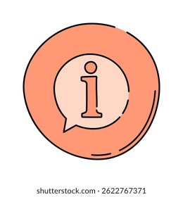 Info Icon Doodle style, circle with information symbol, suitable for details, help sections, or info prompts.