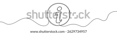 Info icon drawn with one line. Black outline of the letter 