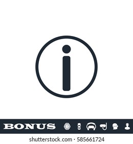 Info icon flat. Black pictogram on white background. Vector illustration symbol and bonus button