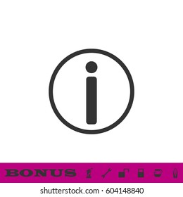 Info icon flat. Black pictogram on white background. Vector illustration symbol and bonus button