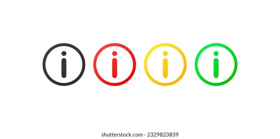 Info icon. Flat, color, help, hints, important information. Vector icons.