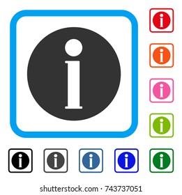 Info icon. Flat grey iconic symbol in a blue rounded square. Black, gray, green, blue, red, orange color versions of Info vector. Designed for web and software UI.