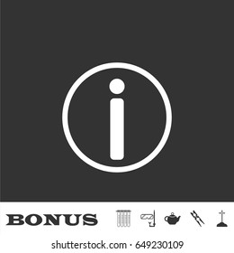 Info icon flat. White pictogram on black background. Vector illustration symbol and bonus icons
