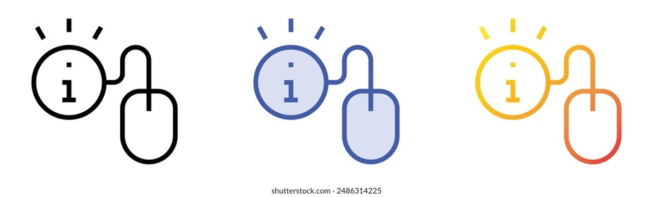 icono de información. Diseño de estilo de relleno lineal, azul y degradado aislado sobre fondo blanco