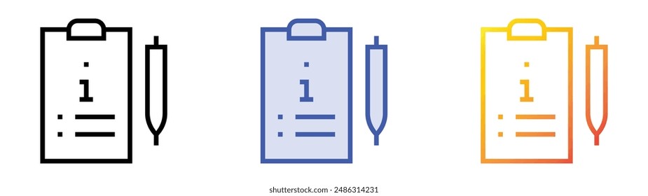 icono de información. Diseño de estilo de relleno lineal, azul y degradado aislado sobre fondo blanco