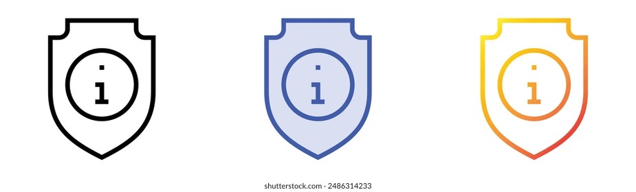Info-Symbol. Lineares, blaues Füllungs- und Verlaufsstil-Design auf weißem Hintergrund