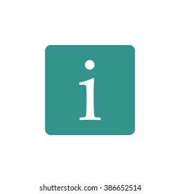 Info icon, on green rectangle background, white outline