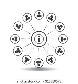 Info icon and the people around