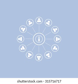 Info icon and the people around