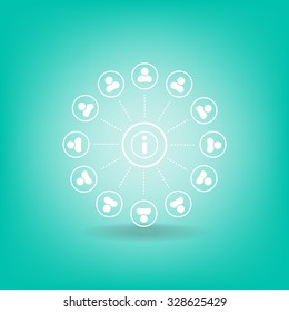 Info icon and the people around