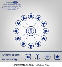 Info icon and the people around