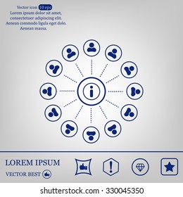 Info icon and the people around