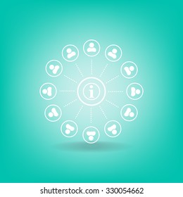 Info icon and the people around