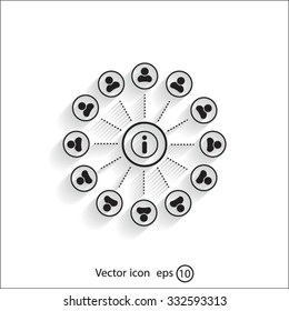 Info icon and the people around