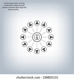 Info icon and the people around