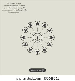 Info icon and the people around