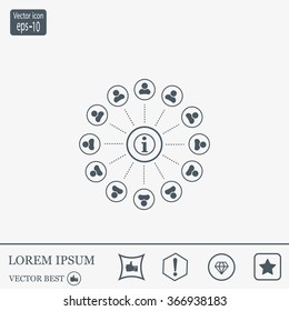 Info icon and the people around