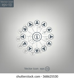 Info icon and the people around