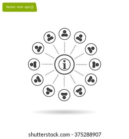 Info icon and the people around