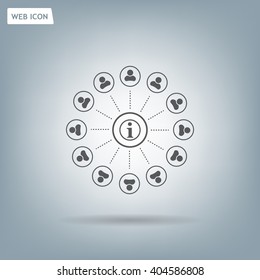 Info icon and the people around