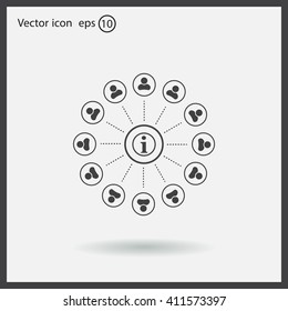 Info icon and the people around