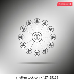 Info icon and the people around