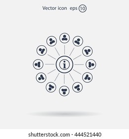 Info icon and the people around