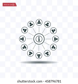 Info icon and the people around