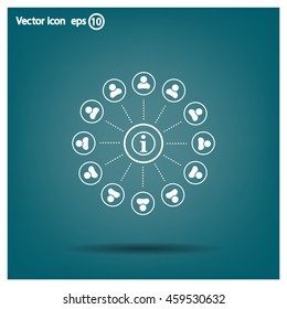 Info icon and the people around