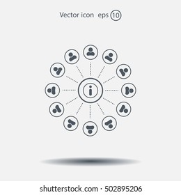 Info icon and the people around