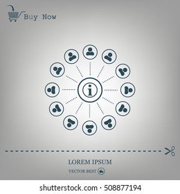 Info icon and the people around