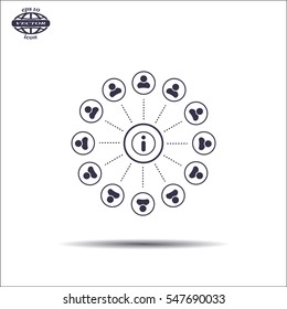 Info icon and the people around