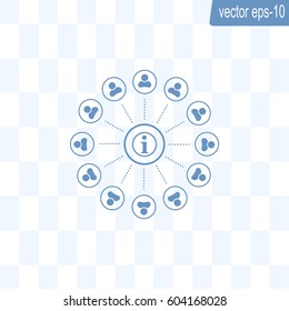 Info icon and the people around