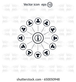 Info icon and the people around