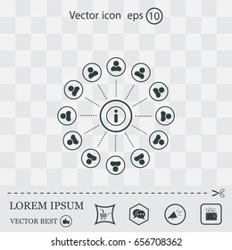 Info icon and the people around