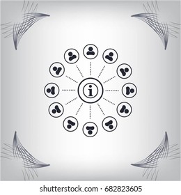 Info icon and the people around
