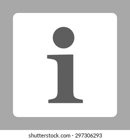 Info icon from Primitive Buttons OverColor Set. This rounded square flat button is drawn with dark gray and white colors on a silver background.