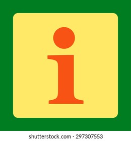 Info icon from Primitive Buttons OverColor Set. This rounded square flat button is drawn with orange and yellow colors on a green background.